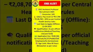 ESIC Assistant Professor recruitment #shorts