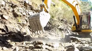 JCB Backhoe Loader Cutting and Leveling Hill - Difficult Hilly Work #excavator