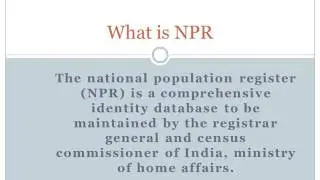 NPR Card Info | Apply Online | Check Status