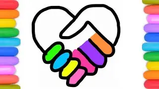 Draw A cute Heart &hearts;️with Handshake 🫱🏻&zwj;🫲🏼 || Easy Drawing for kids and toddlers || #heart