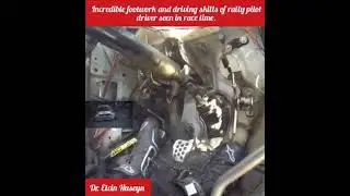 Incredible footwork and driving skills of rally pilot driver seen in race time.