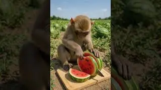 This Monkey's Knife Skills Are Unbelievable! 🤯🐒 #shorts #viral #monkey