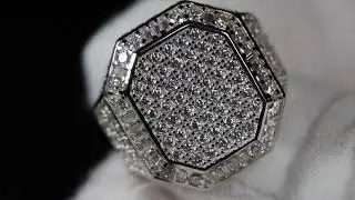 VVS1 Mens Moissanite Ring | Iced Out Ring | Moissanite Hip Hop Rings