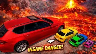 🤯Big and small Cars vs Giant water and Lava  Pit - BeamNG.drive #automobile #beamngdrive