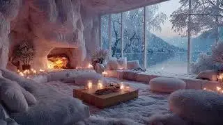 Winter Relaxing Piano Music | Peaceful Pink House Cabin for Snowy Calm & Cozy Evenings