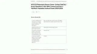 NCCCO Telescopic Boom Crane Swing CabTLL Exam Questions with 100 Correct Answers  Verified  Updated