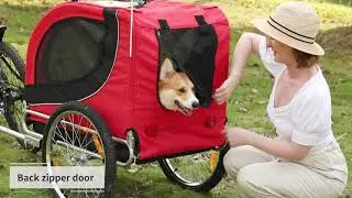 Aosom Dog Bike Trailer Foldable Pet Cart Bicycle Wagon Cargo Carrier Attachment for Travel
