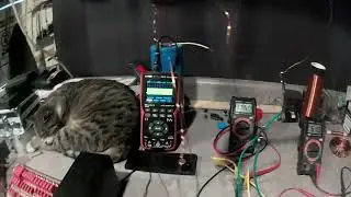 Vortex Coil Testing, Resonance After Function Generator is off, jumping freq.  3K to 38K /Scope shot