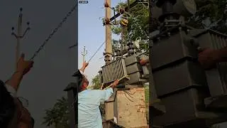 63 kVA Transformer lifting || #electrical #lineman #ytshorts