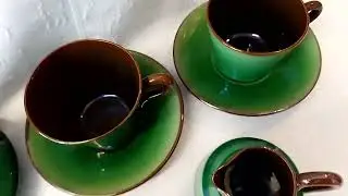 Antique WATCOMBE Pottery Torquay Tea Set CHRISTOPHER DRESSER Design. Stamped 1476.