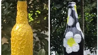 2 Super Easy Beautiful Glass Bottle Art Ideas . DIY Waste material Craft . Home Decor @ichha1379