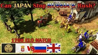 Can Portuguese and Japan hold Russia's RUSH? AOE3 1700 ELO POV Game with Commentary