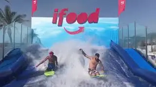 Miyamoto e Marcos em Simulador de Surf e bodyboard da Wave Factory - Na Praia 2017