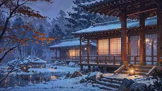 Snowy Kyoto Forest at Night | Peaceful Winter Ambience 