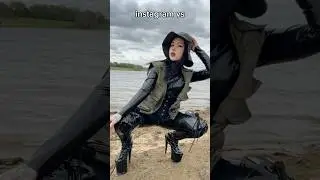 The reality of shooting a latex fishing set in high heels 💀