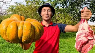 Lamb With Vegetables Baked In A Whole Pumpkin | Cooking In Nature And Village Life