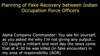 Fake Recovery Planning-Sugar-Audio Evidence-Pakistan's Dossier