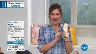 Italian Shoemakers Pearls Crossband Wedge Sandal