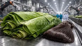 Inside Largest Banana Leaf Fiber Factory &mdash; From Fresh Banana Leaves to Synthetic Hair (Full Process)
