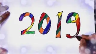 Happy New Year 2019 - Drawing and coloring