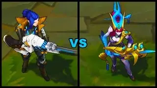 Pulsefire Caitlyn vs Lunar Wraith Caitlyn Legendary vs Epic Skins Comparison (League of Legends)
