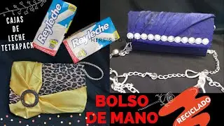 DIY..2 BOLSOS DE MANO para FIESTA con CAJAS DE LECHE TETRA PACK./ RECICLADO.