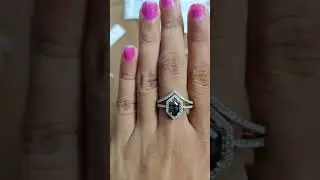 Hexagon diamond Salt and pepper Diamond Engagement ring