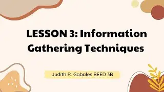 Lesson 3: Information Gathering Techniques