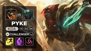 Pyke vs Renekton Mid - KR Challenger - Patch 13.9 Season 13