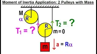 Physics Ch. 13 Moment of Inertia Application (7 of 7) ERROR!   2 Pulleys both with Mass   