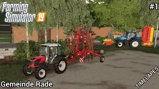 Mowing & drying grass renting a tractor | Animals on Gemeinde Rade | Farming Simulator 19 Episode 1