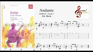 ANDANTE - J.K. Mertz - ABRSM Guitar Grade - 3 ( TABS and NOTATION )