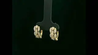 Diamond Triple-Row Huggie Earrings in 18K Yellow Gold