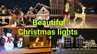 Beautiful Christmas lights During the Snowfall on beautiful homes in Calgary, Alberta, Canada .
