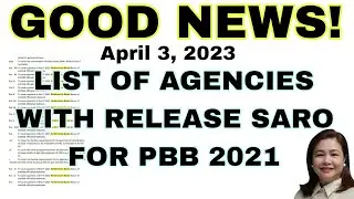 Good news! List of Agencies with released SARO for PBB 2021 (April 3, 2023).