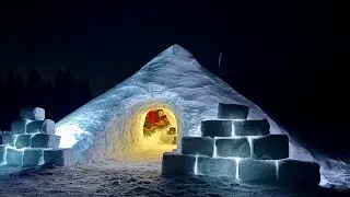 -40&deg;C Winter Survival | Cozy Fireplace Inside a Snow Shelter | ASMR Girl