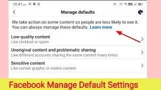 Facebook Manage Default Settings