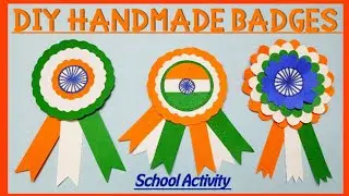 INDEPENDENCE DAY CRAFT IDEAS//TRICOLOUR BADGE MAKING//15th AUGUST CRAFT//INDIAN FLAG BADGE MAKING