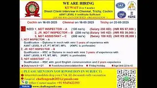 KNPC kuwait shutdown Asnt level 2 certificate sufficient (6 to 9 months job)