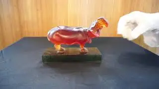 Daum France Pate De Verre Glass Figurine, Hippopotamus