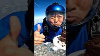 THIS  CAKE LOVER MAN TRIES TO EAT CAKE WHILE SKYDIVING #status #shorts #reels #instagram #water