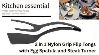 2 in 1 Grip Flip Tongs & Spatula | Perfect Kitchen Tool for Eggs, Pancakes & Steaks