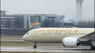 Beautiful Commercial Aircrafts on busy Airport Munich Germany