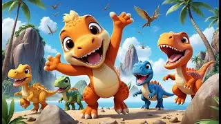 Five Little Dinosaurs Jumping High | Fun Dino Counting Song for Kids | Playful Learning Adventure