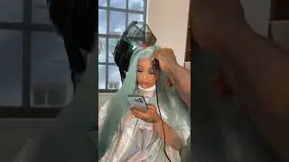 Summer blue lace front wig