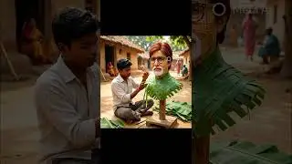 a boy make amittabh bacchan image in grass and leaves 🍃 #bollywood  #ai #asmr