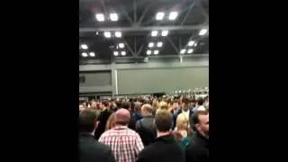 Line for badge pickup