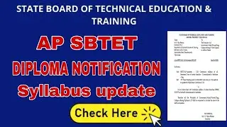 AP DIPLOMA SYLLABUS LATEST NOTIFICATION | SBTET  UPDATE 2021