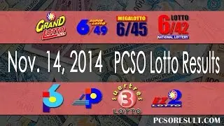 November 14, 2014 PCSO Lotto Results