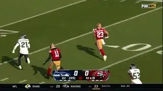 Brandon Aiyuk blocking for Christian Mccaffrey